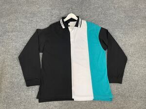 Topman Polo Shirt Mens Large Color Block Striped Sweatshirt Pullover N126